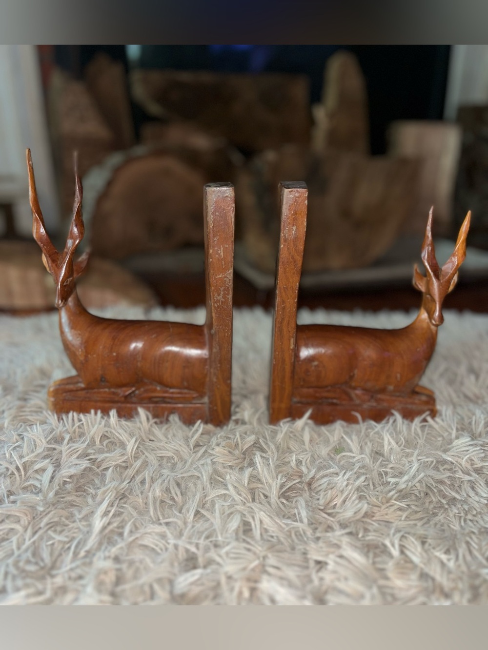 Hand Carved Teak antelope Bookends from Kenya
